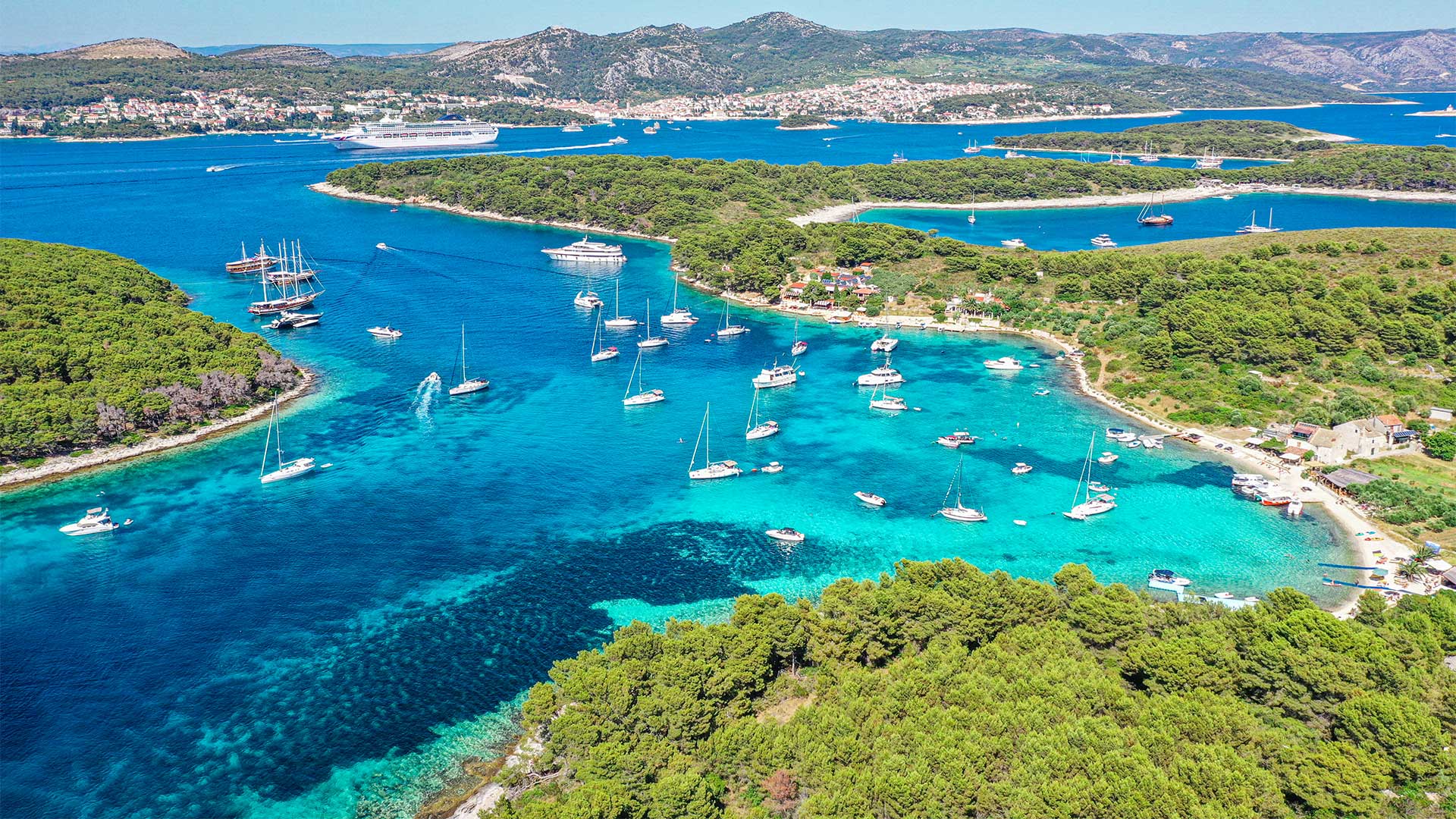 Clear turquoise water around the Pakleni islands near Hvar