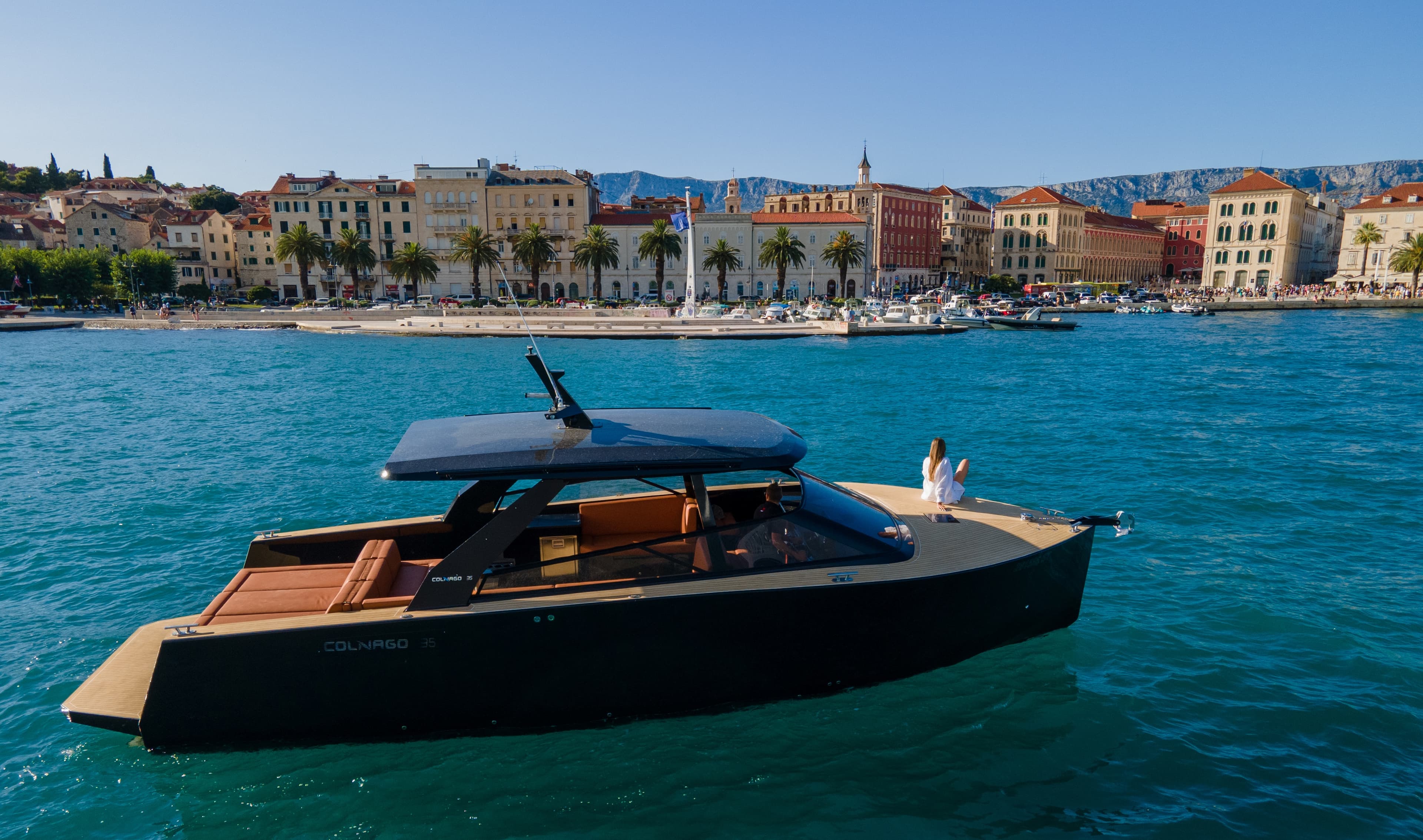 Colnago 35 on the water with Split's historic waterfront behind